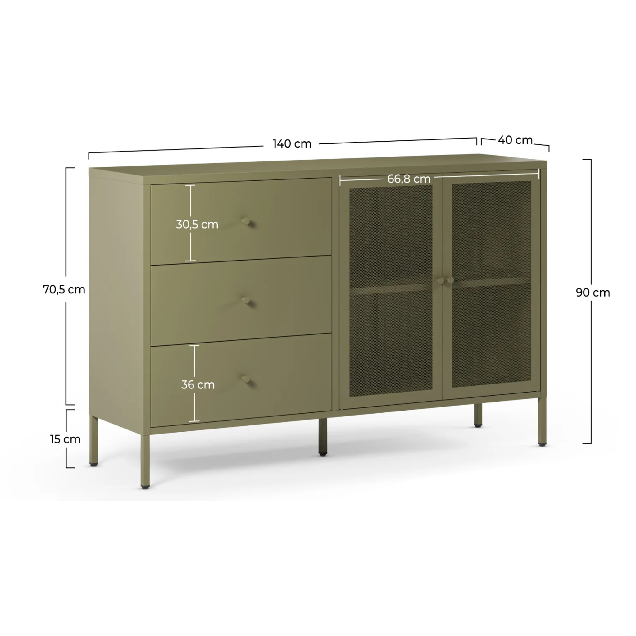 Buffet en metal vert kaki - Latem