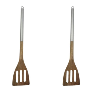 Ensemble de 2 Spatules de cuisine ajourée en bois d'acacia 35 cm Fackelmann Synthesis