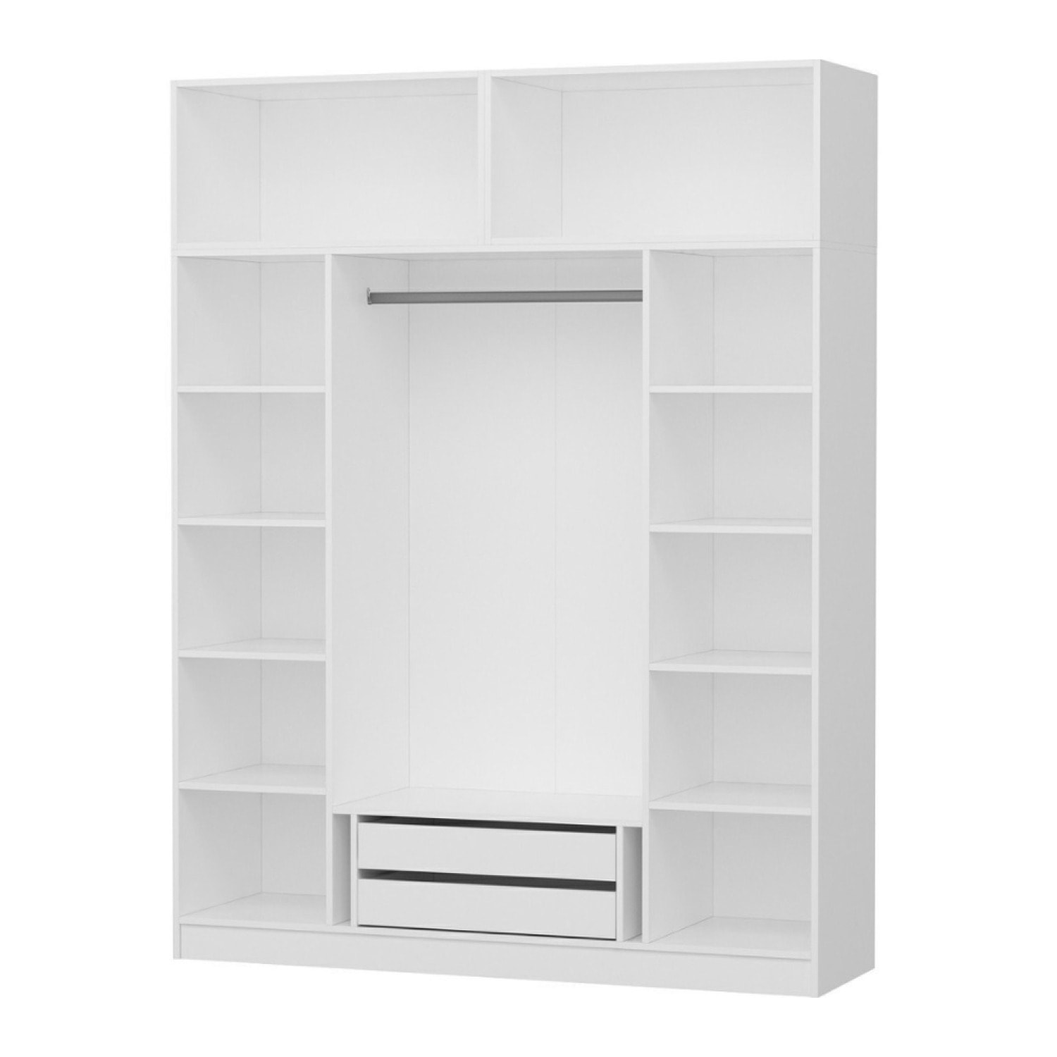 DIAGO - Dressing avec étagères et penderie 15 espaces de stockage blanc