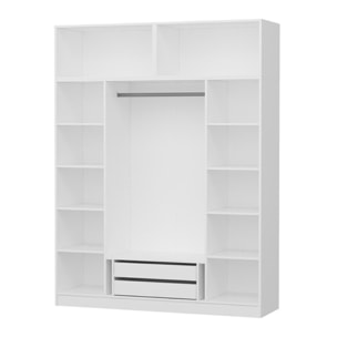 DIAGO - Dressing avec étagères et penderie 15 espaces de stockage blanc