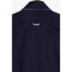 Camicia Uomo 2 Bottoni Button Down 7bottoni Doppio Coll Satin Unito Blu