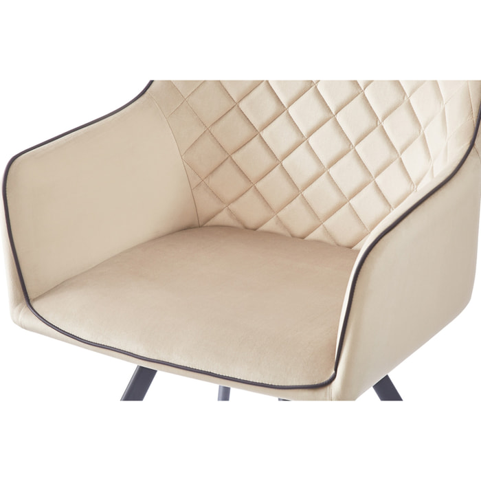 Sedia di design Amber in velluto beige e ferro