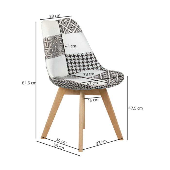 Chaise scandinave tissu patchwork - MELY