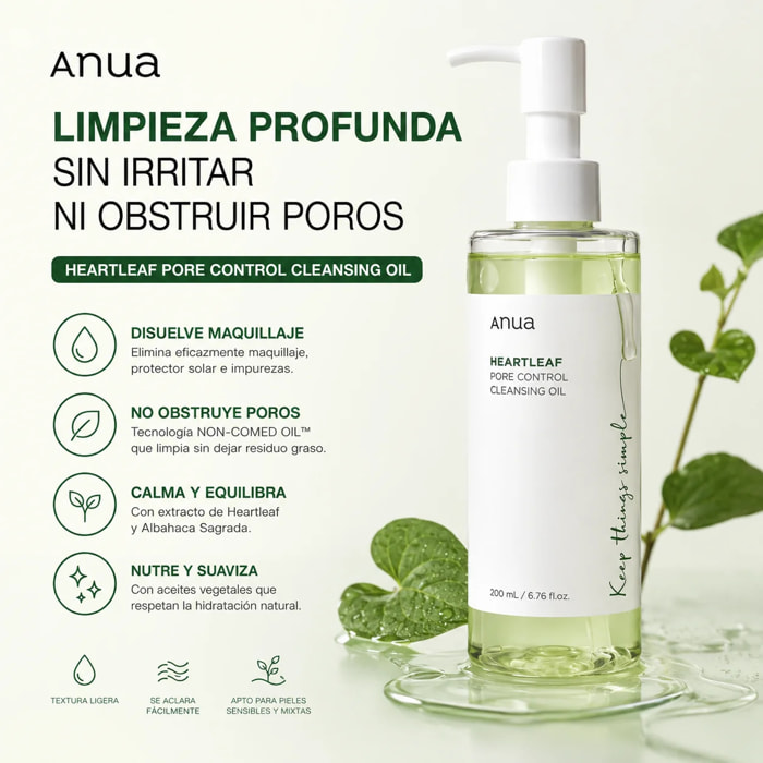 Desmaquillante Facial Heartleaf Pore Control Cleansing Oil Anua 200 ml