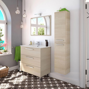 Mueble de baño Athena 80 3 cajones + espejo Roble
