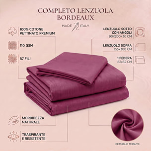 Completo lenzuola in cotone - Rosso