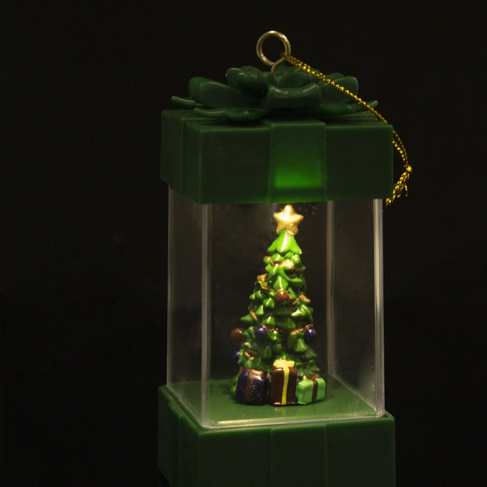 DAM Lampada natalizia  con luce, design regalo con albero di Natale. 5x5x11 cm. Colore verde