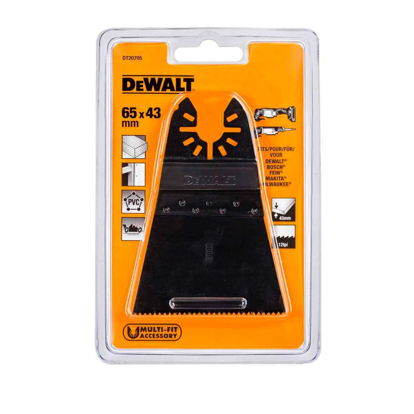 Lame 65 x 43 mm BiM large pour multi-cutter - DEWALT - DT20705-QZ