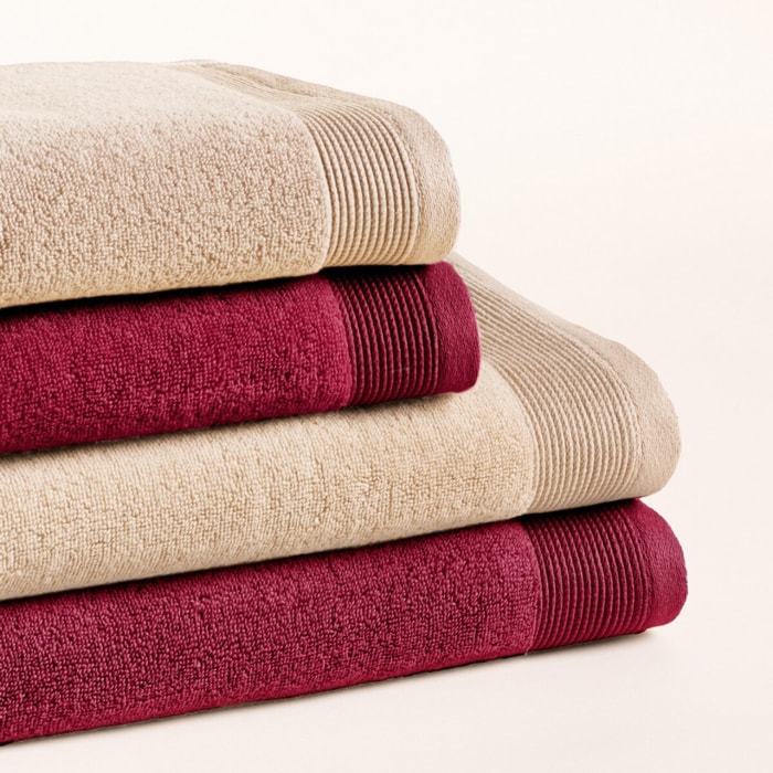 Lot de 4 serviettes Bicolores Harmony Berry-Sand - Zero Twist - 600 grammes
