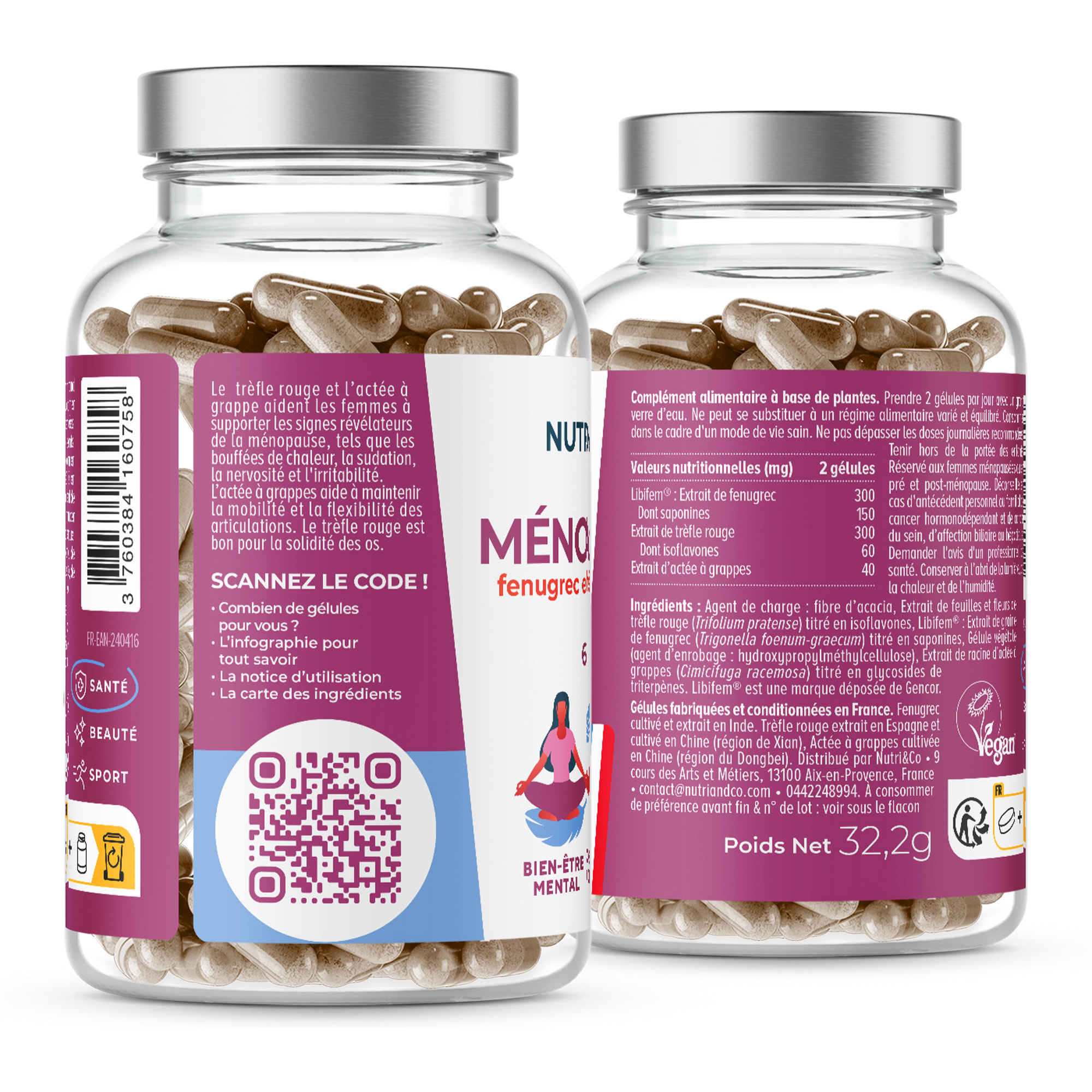 Nutri&Co Formule Ménopause Equilibre Hormonal Féminin - 60 gélules Vegan