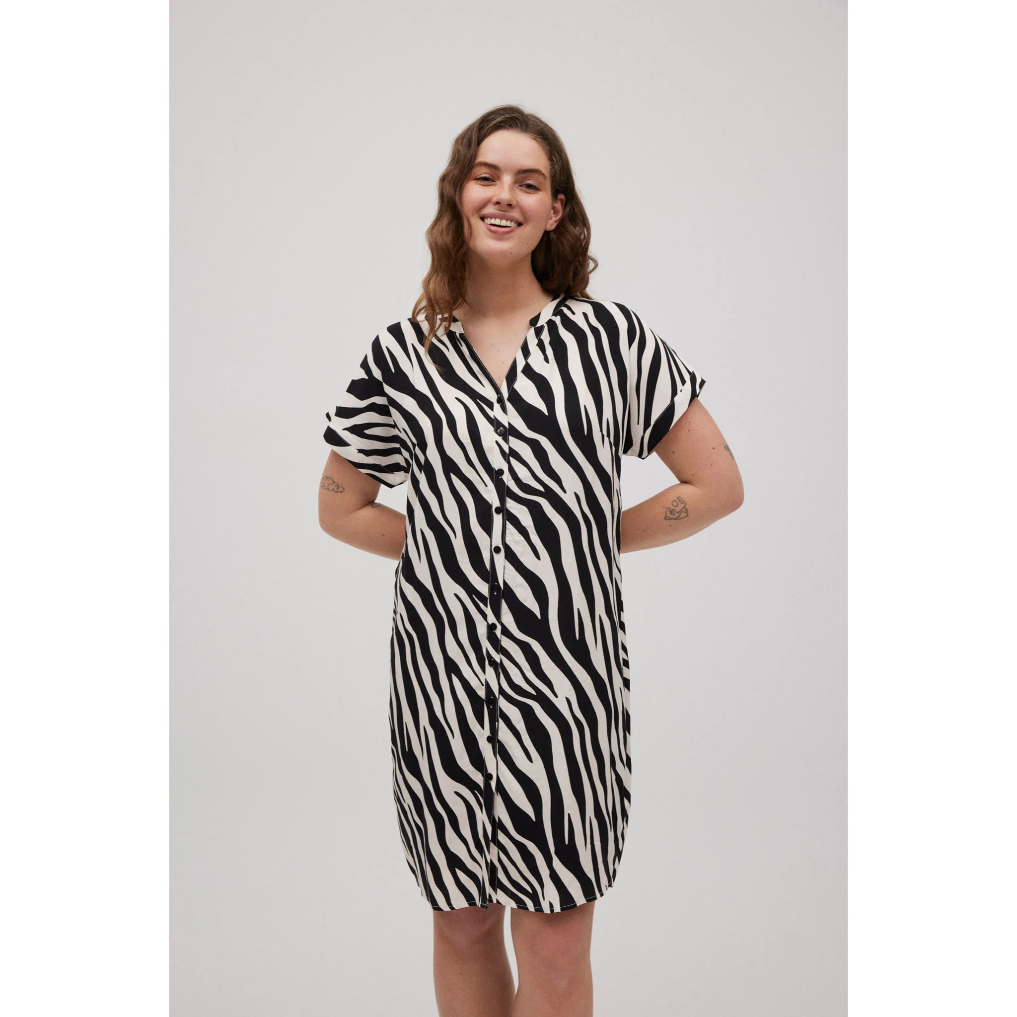 Abito chemisier midi con stampa animalier