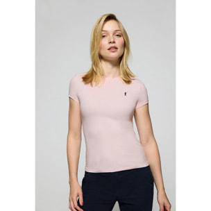 Maglietta rosa a maniche corte con logo Rigby Go ricamato