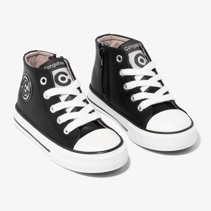 Zapatillas altas unisex de napa negra