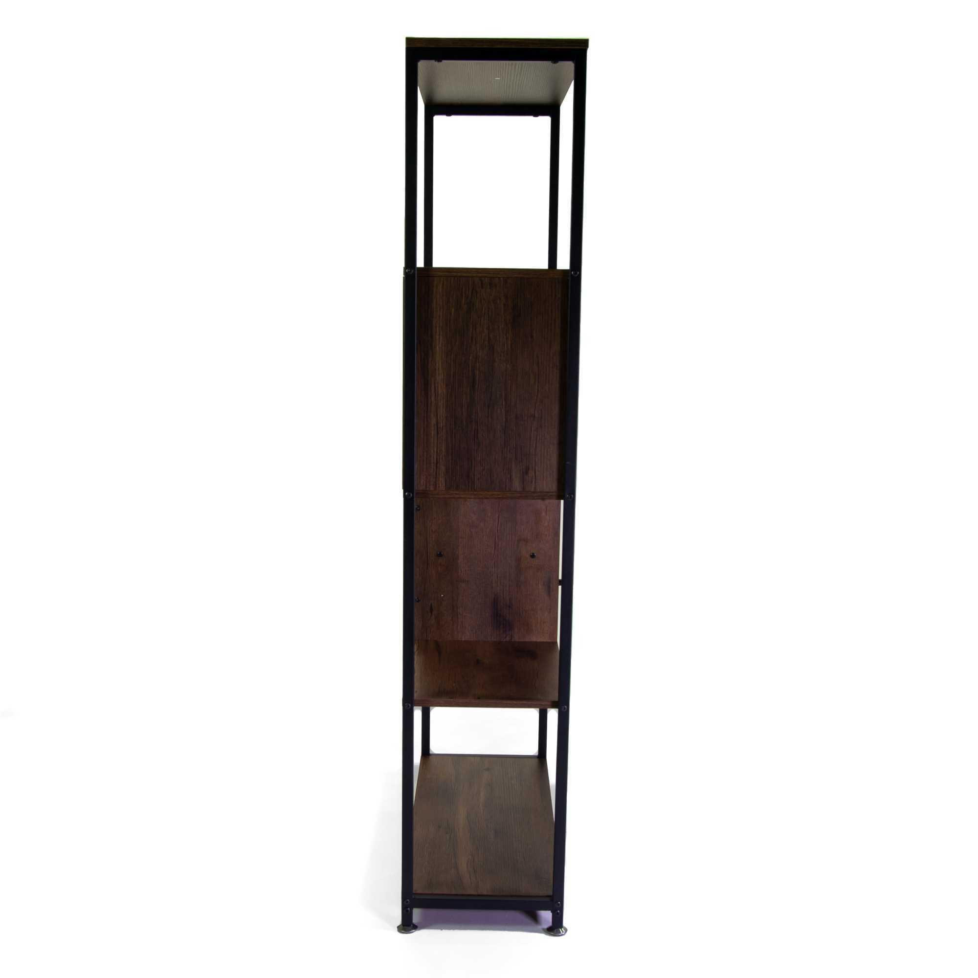 Scaffale Mudra Vacchetti in legno noce e nero 4piani+2cassetti+1anta cm78x30h158