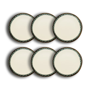 Lot de 6 assiettes plates atome 25cm en faience beige ATOME