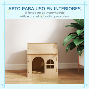 Caseta para Perros Casa para Perros Interior con Ventana Diseño de Garra Hueca Casita para Perros y Gatos 49,5x41x51 cm Roble