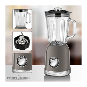 Blender Mixeur 1.5L vintage Proficook PC-UM 1195 Anthracite