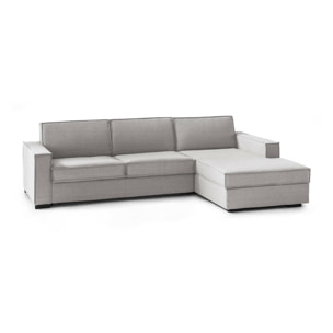 Divano letto con penisola Achico, Sofà apertura girevole, Penisola contenitore Destra, Braccioli standard, 100% Made in Italy, Cm 280x95h90, Grigio
