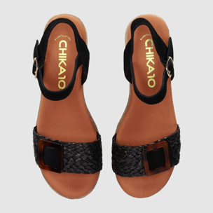 Sandalias de Tejido - Negro - Tacón: 5 cm