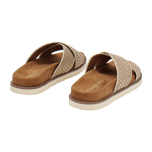 Sandali bassi donna beige in raffia