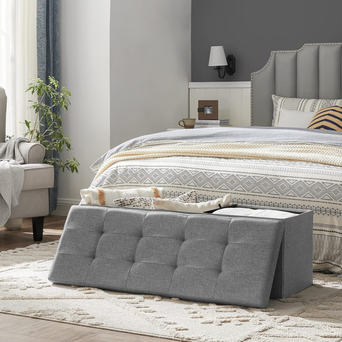 Panca contenitore pieghevole grigio chiaro effetto lino