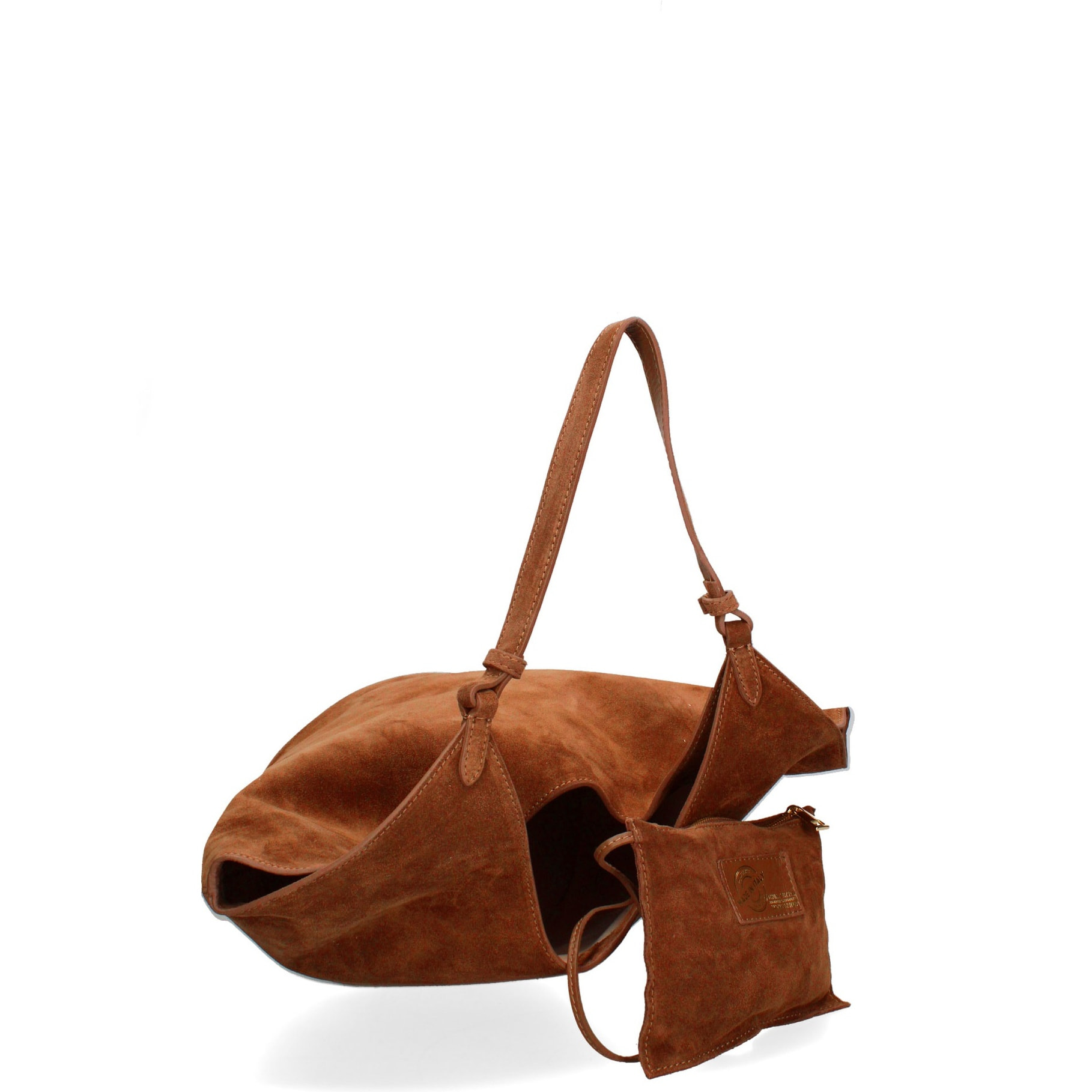 Borsa a spalla da donna - Modello Lisboa - Pelle Scamosciata - 27.0 x 38.0 x 21.5 cm