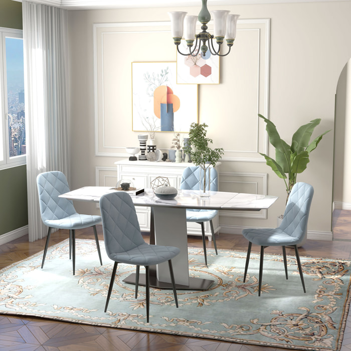 Juego de 4 Sillas de Comedor Modernas Sillas de Cocina Tapizadas en Terciopelo con Patas de Acero para Salón 45x54x87 cm Azul Claro