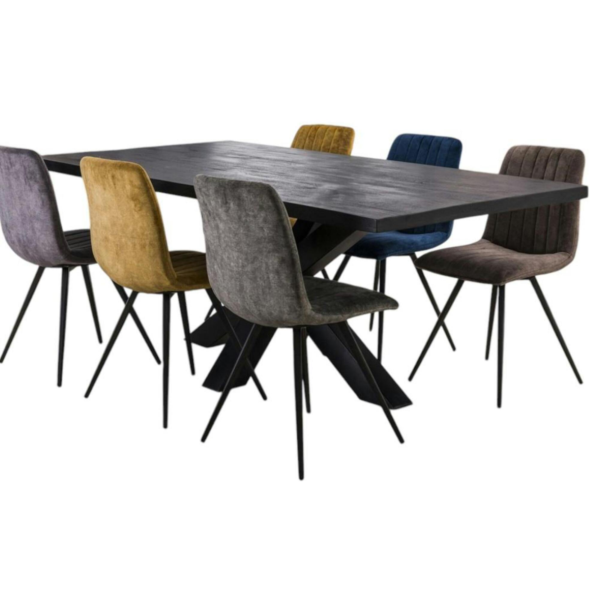 Table pied central bois de manguier noir 200 cm LUCKNOW