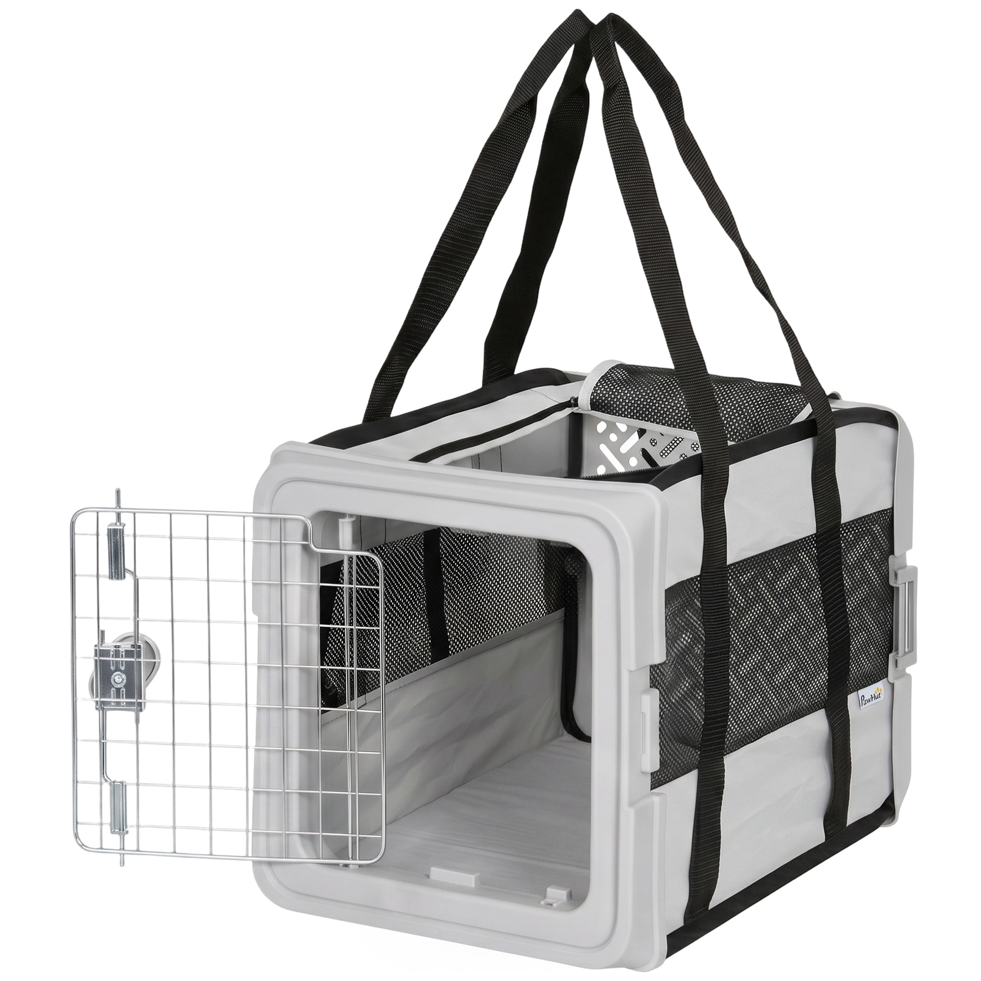 Sac de transport chien chat pliable verrouillable semi-rigide 2 portes