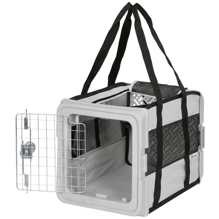 Sac de transport chien chat pliable verrouillable semi-rigide 2 portes
