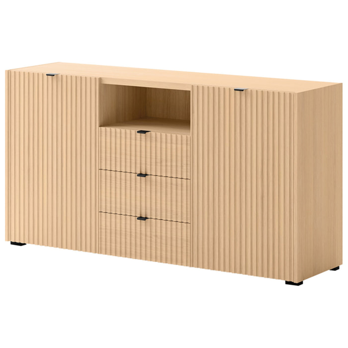 Judy - buffet bas 150 cm - 2 portes, 3 tiroirs et 1 niche - Bois