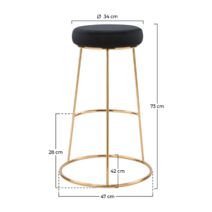 Tabouret de bar Kendal en velours noir 73 cm (lot de 2)