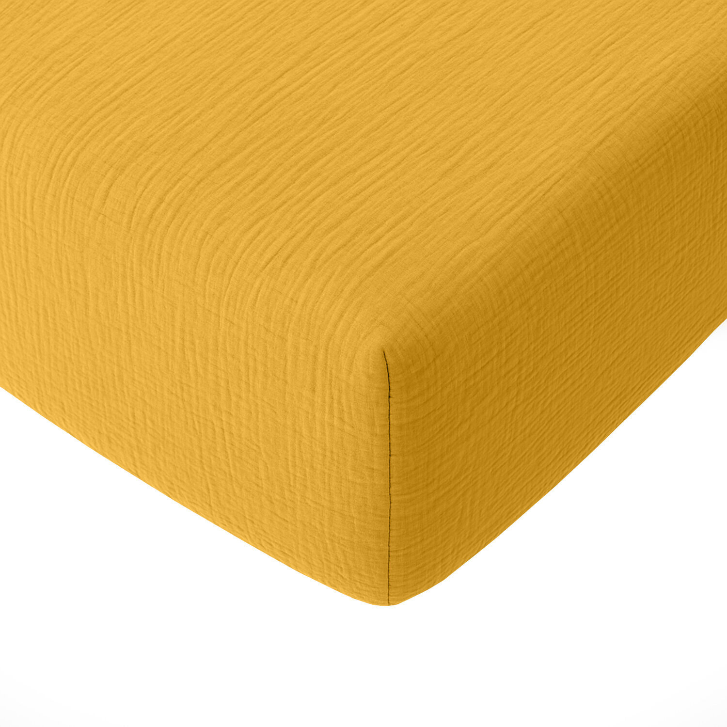 Drap housse - bonnet:30cm 100% gaze de coton safran mineral