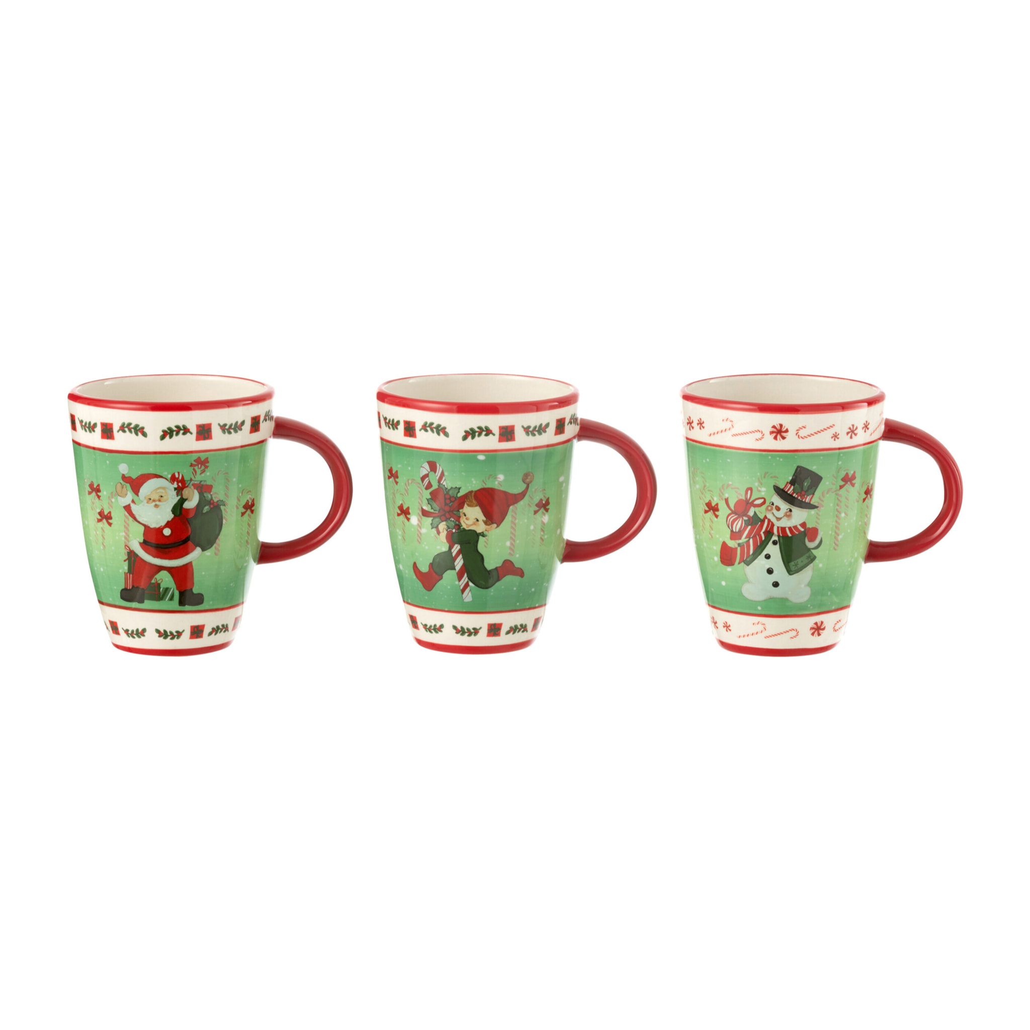 J-Line tasse Xmas Dolomie - céramique - mix - 3 pcs