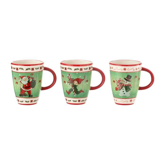 J-Line tasse Xmas Dolomie - céramique - mix - 3 pcs
