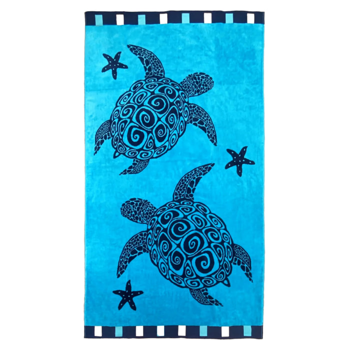 Serviette de plage éponge velours Jacquard - Bellia - 100x175cm - 470g/m²