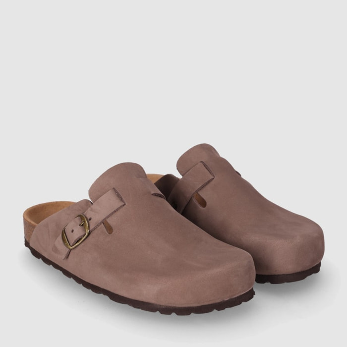 Slippers de Piel - Marron - Tacón: Bajo