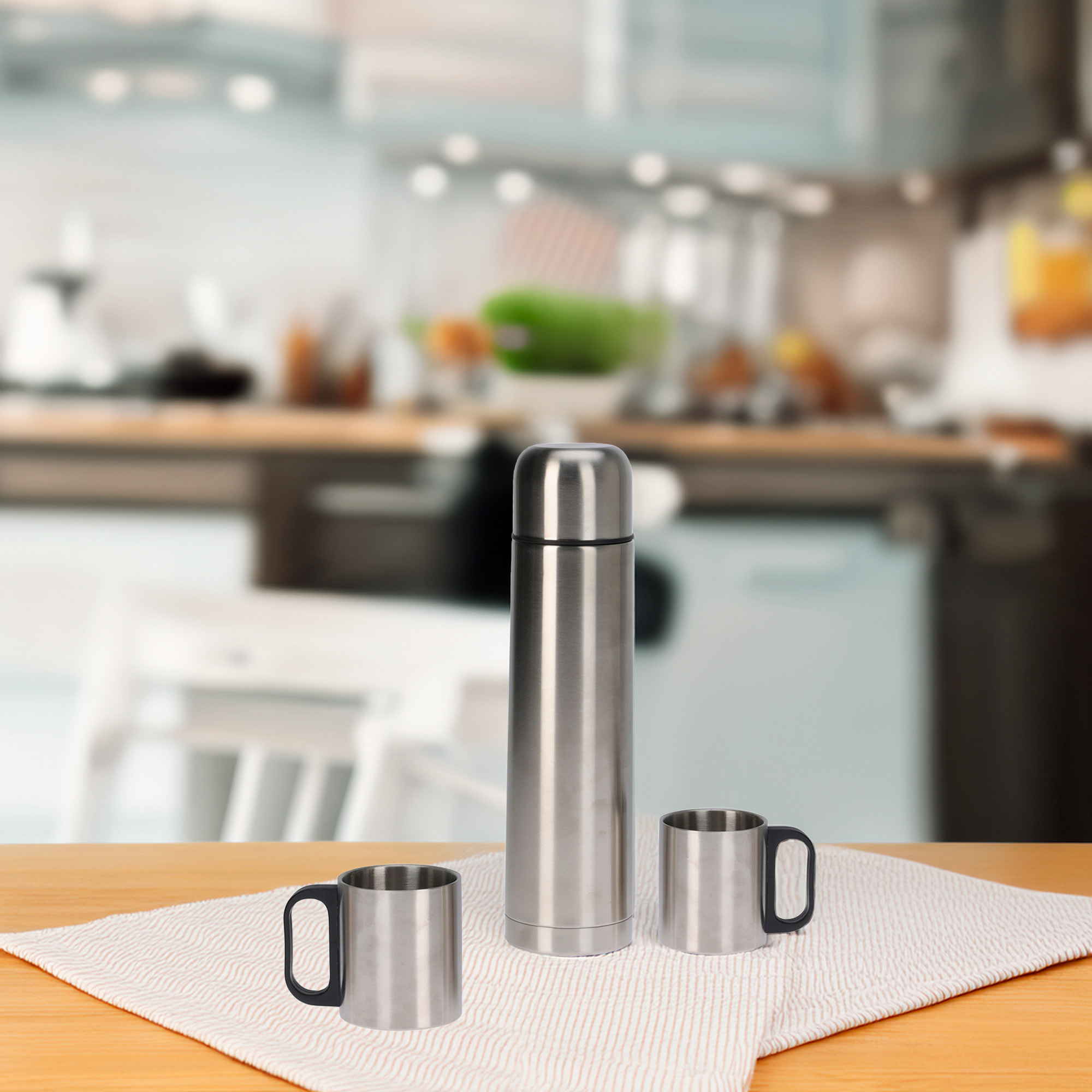 termo de acero inoxidable 1l modelo bullet - incluye 2 tazas de 180ml