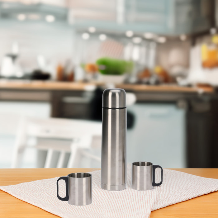 termo de acero inoxidable 1l modelo bullet - incluye 2 tazas de 180ml