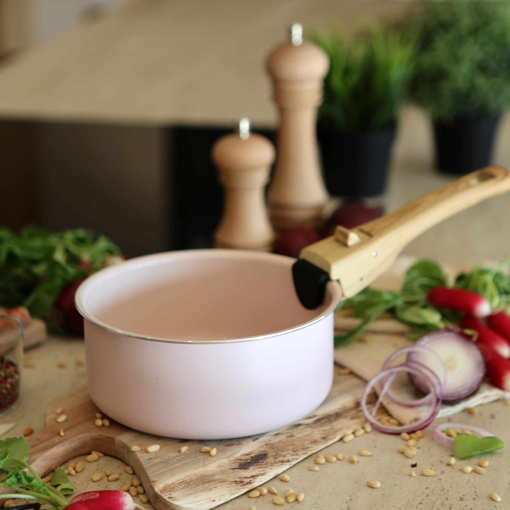 Lot de 2 casseroles rose revêtement céramique - Tous feux COLORAMA