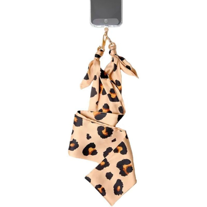 Cordon téléphone FORCE CASE Bandoulière foulard Léopard beige