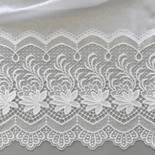 Voile en étamine à base macramée et festonnée - Blanc