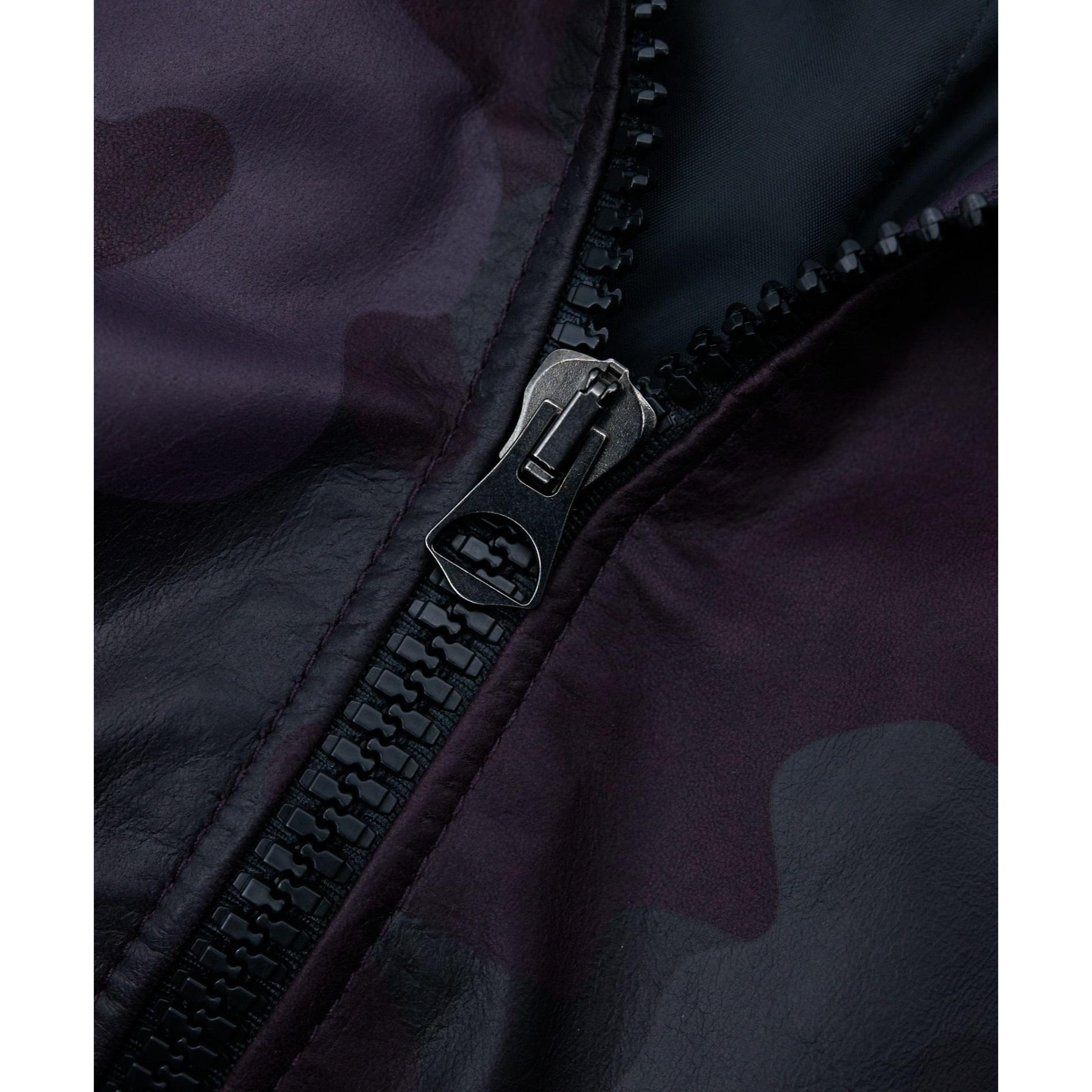 Bomber in pelle mimetica bordeaux effetto liscio