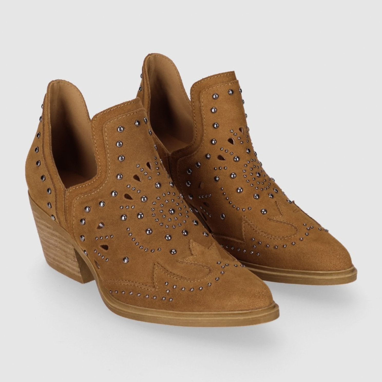 Botines de Serraje - Cuero - Tacón: 6 cm