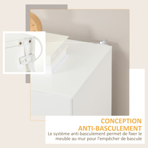 Buffet à haute brillance, meuble de rangement avec placard double porte géométrique et étagère réglable, style moderne, buffet salle à manger, cuisine et salon, 70 x 40 x 88 cm, blanc