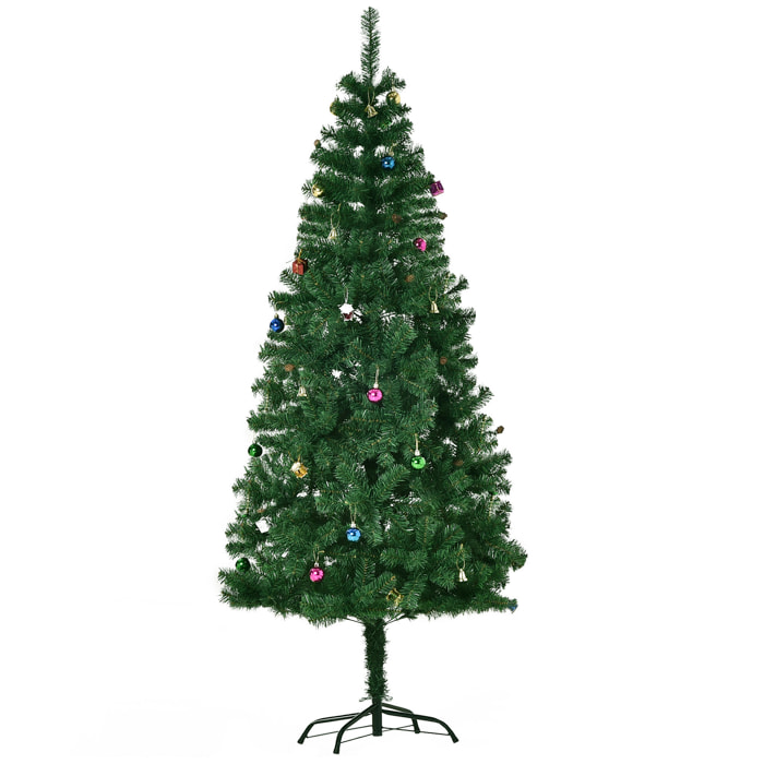 Árbol de Navidad 180cm Artificial Pino con Adornos Decorativos 48 Pcs y Soporte Metálico Color Verde Árbol Realista para Decoración Navidad