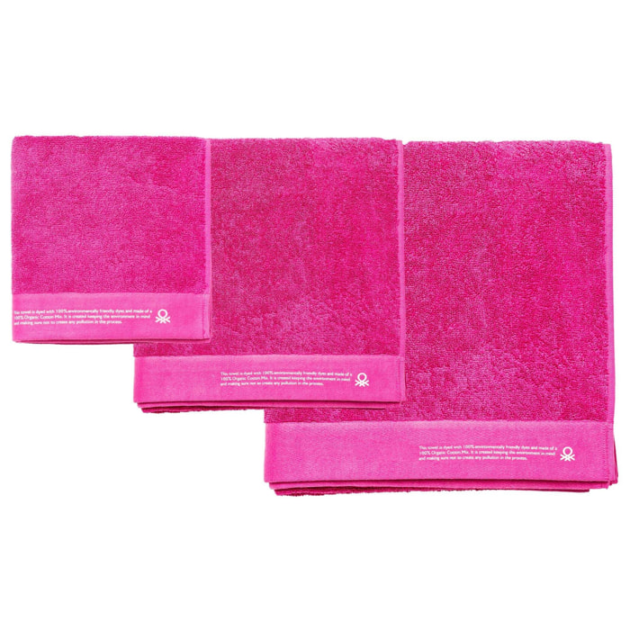 Kit toallas baño 100%algodón (50x90 + 70x140 + 90x150cm) fucsia