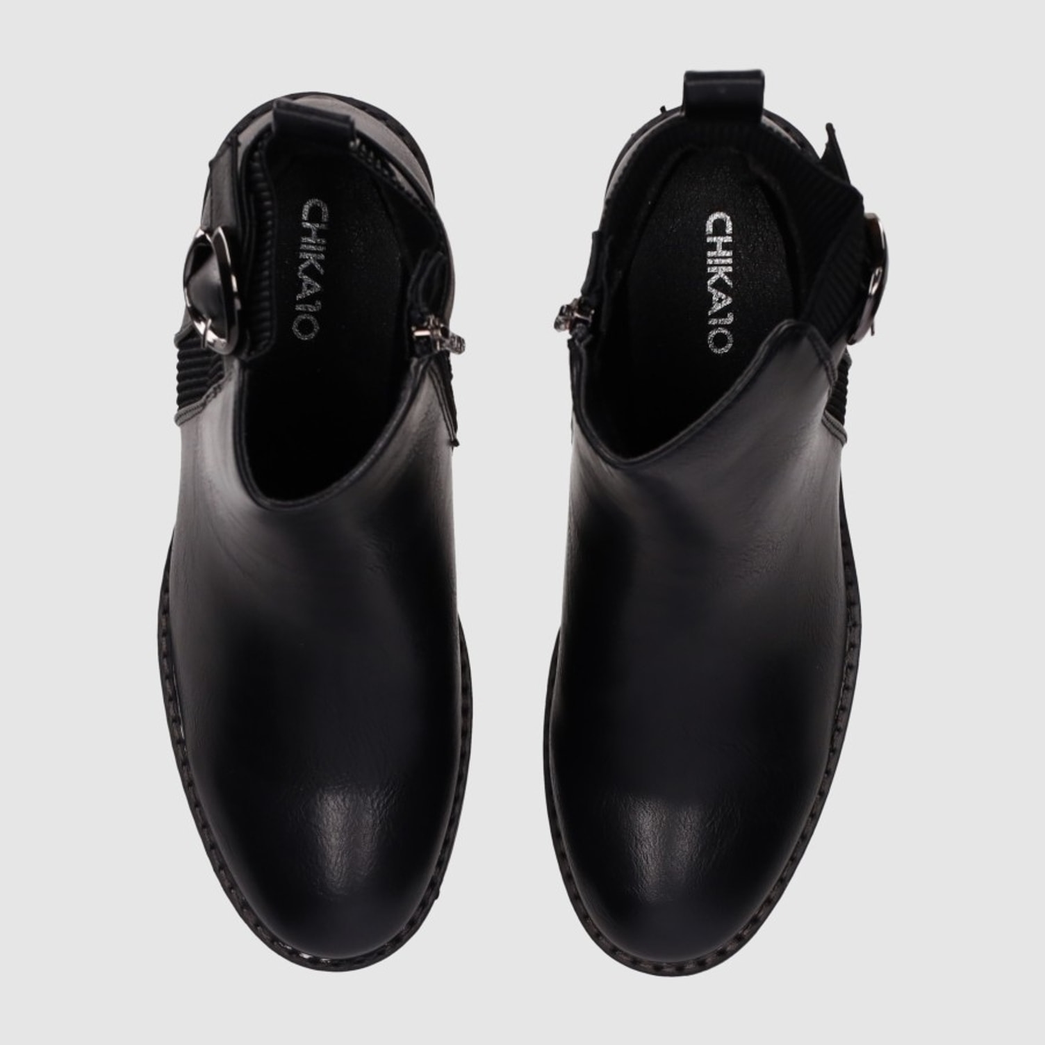 Botines de Piel Sintética - Negro - Tacón: 6 cm