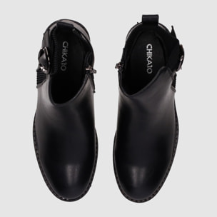 Botines de Piel Sintética - Negro - Tacón: 6 cm