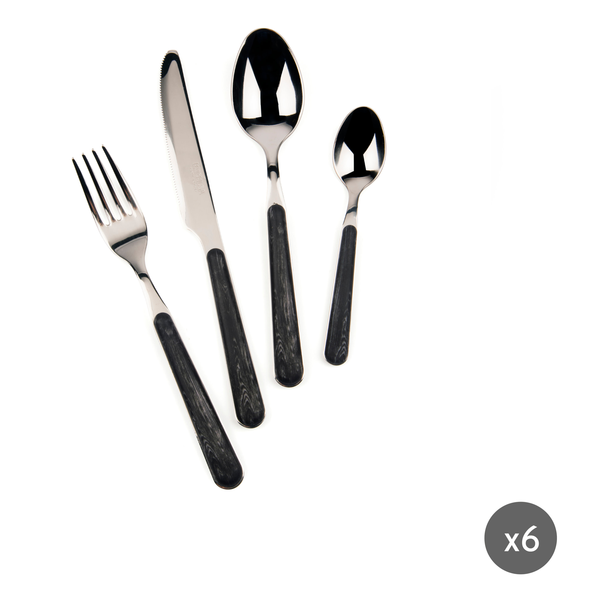 Servizio 24 posate Excelsa – Wood, Acciaio Nero